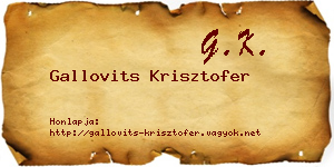 Gallovits Krisztofer névjegykártya